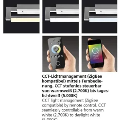 Applique Murale / Plafonnier Paul Neuhaus Q-Matteo Led Aluminium, 2 Lumieres, Telecommandes