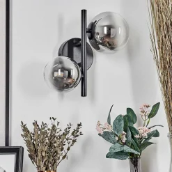 Applique Murale - Verre 10 Cm, 12 Cm Chehalis Noir, 2 Lumieres