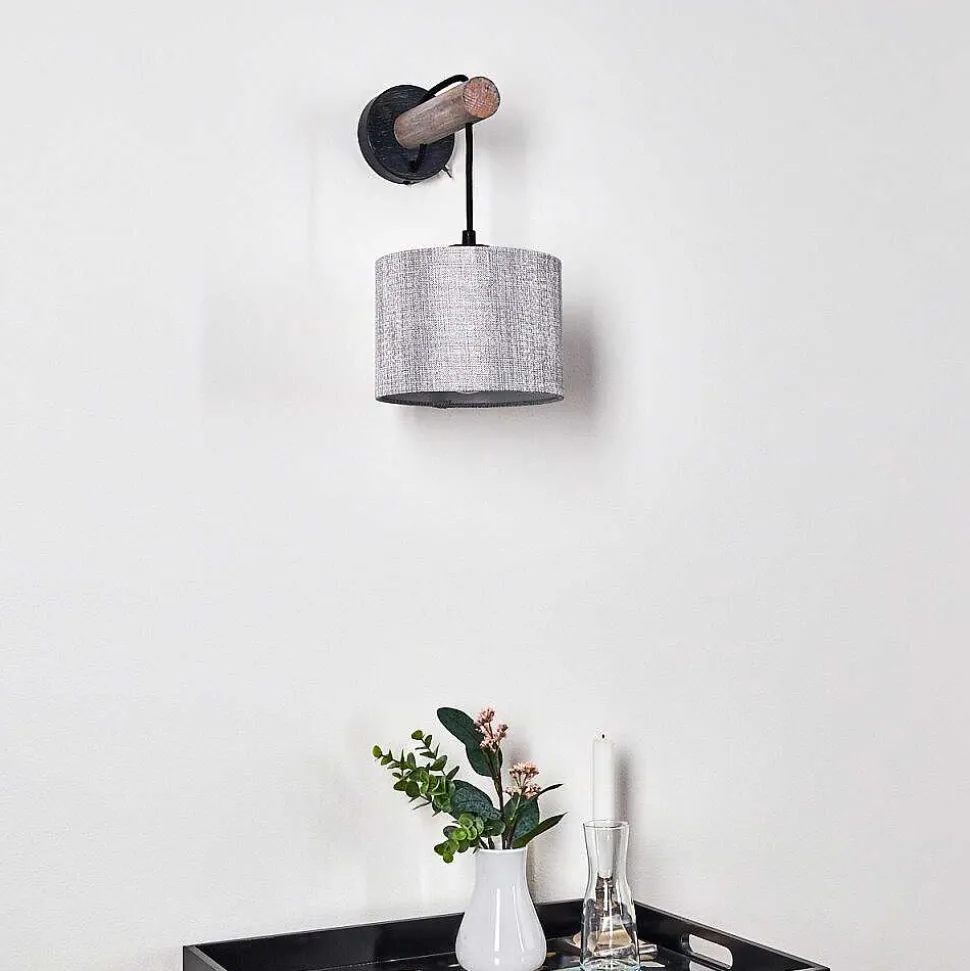 Applique Murale Adelboden Bois Fonce, Noir, 1 Lumiere