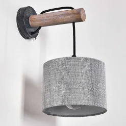 Applique Murale Adelboden Bois Fonce, Noir, 1 Lumiere