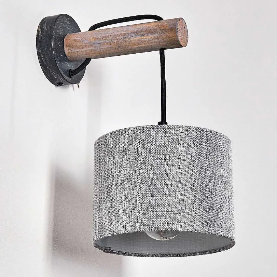 Applique Murale Adelboden Bois Fonce, Noir, 1 Lumiere