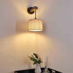 Applique Murale Adelboden Bois Fonce, Noir, 1 Lumiere