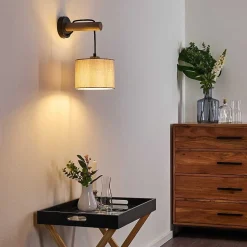 Applique Murale Adelboden Bois Fonce, Noir, 1 Lumiere