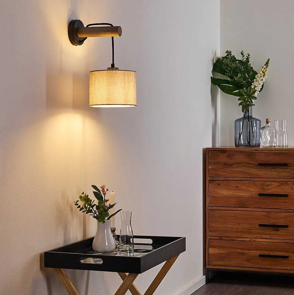 Applique Murale Adelboden Bois Fonce, Noir, 1 Lumiere