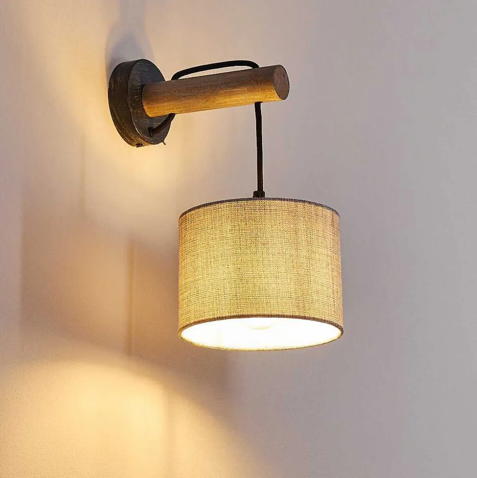 Applique Murale Adelboden Bois Fonce, Noir, 1 Lumiere