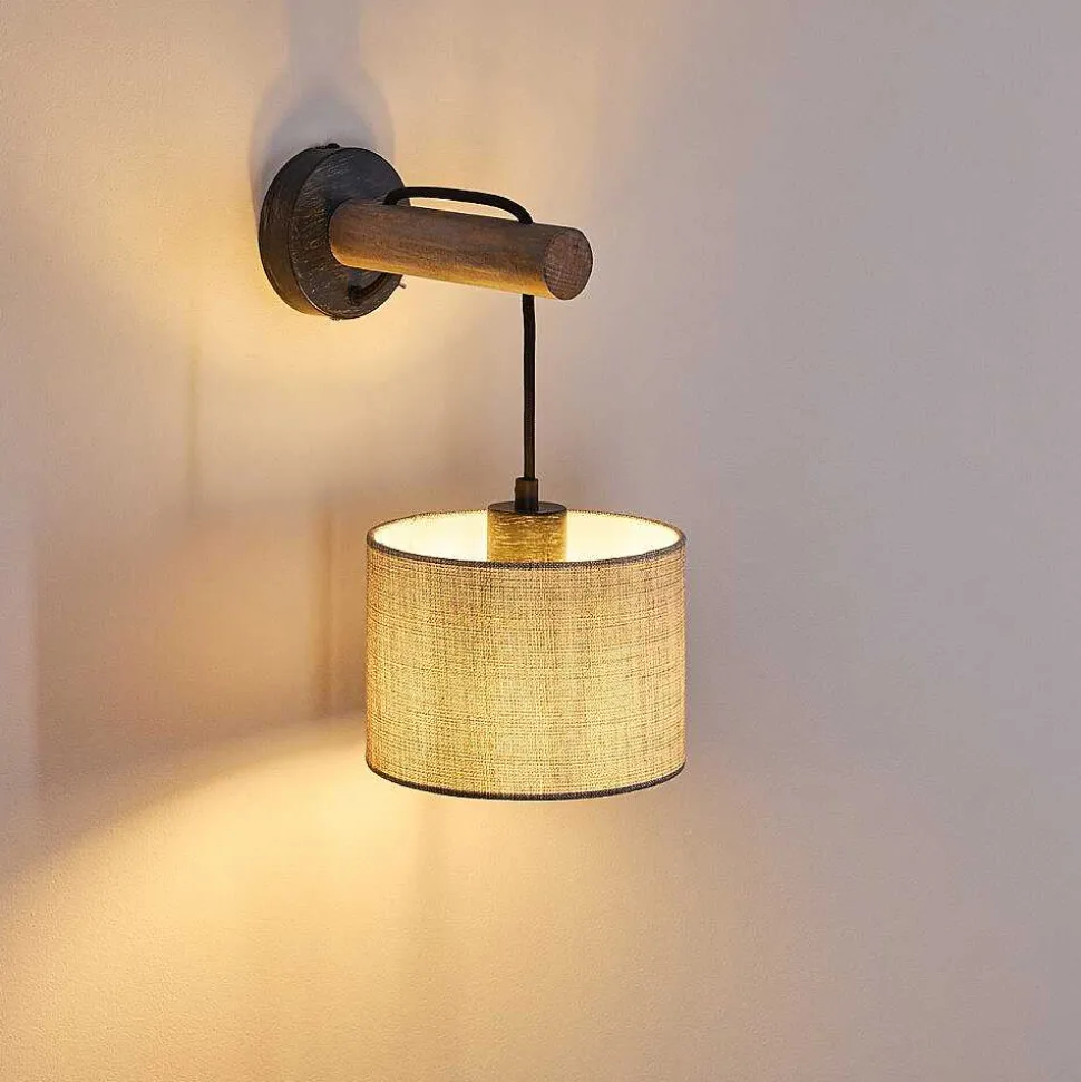 Applique Murale Adelboden Bois Fonce, Noir, 1 Lumiere