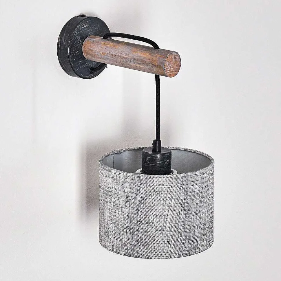 Applique Murale Adelboden Bois Fonce, Noir, 1 Lumiere