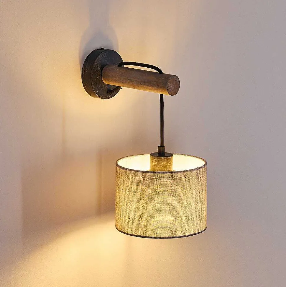 Applique Murale Adelboden Bois Fonce, Noir, 1 Lumiere