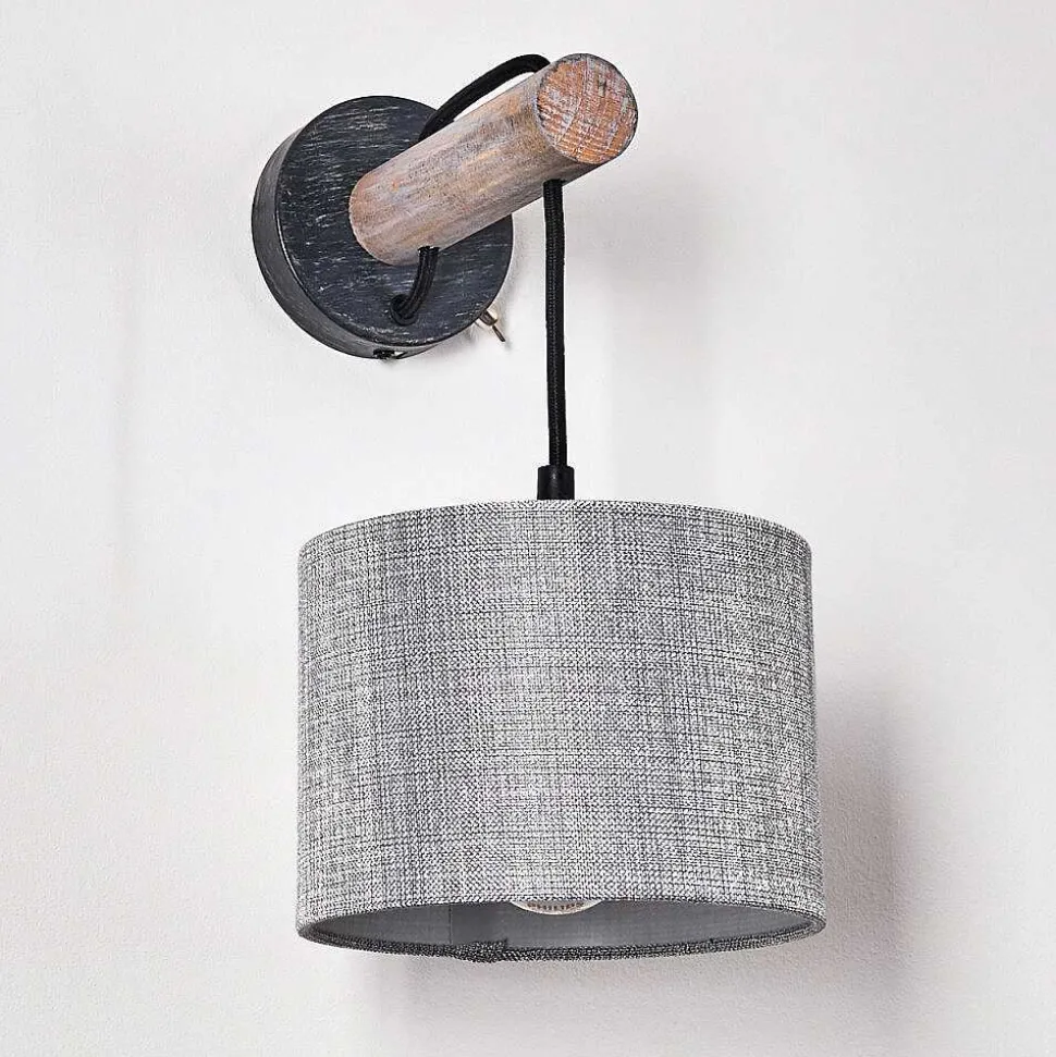 Applique Murale Adelboden Bois Fonce, Noir, 1 Lumiere