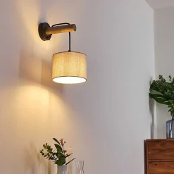 Applique Murale Adelboden Bois Fonce, Noir, 1 Lumiere