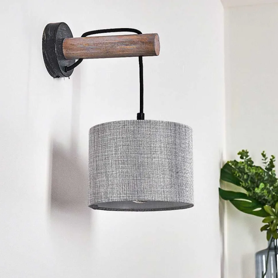 Applique Murale Adelboden Bois Fonce, Noir, 1 Lumiere