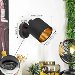 Applique Murale Alsen Noir, 1 Lumiere