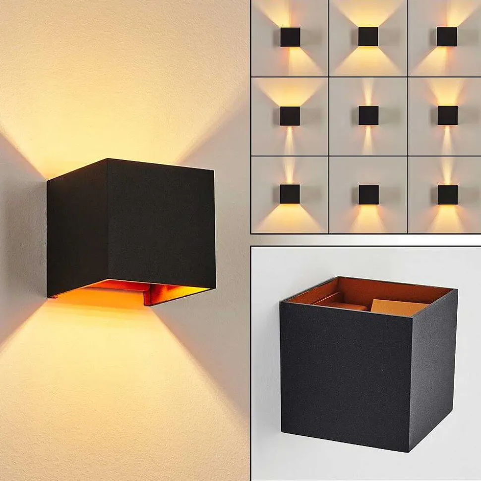 Applique Murale Badajoz Cuivre, Noir, 1 Lumiere