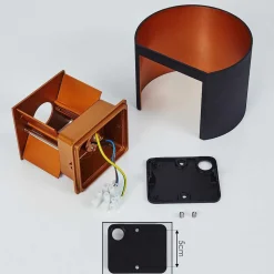 Applique Murale Badajoz Cuivre, Noir, 1 Lumiere