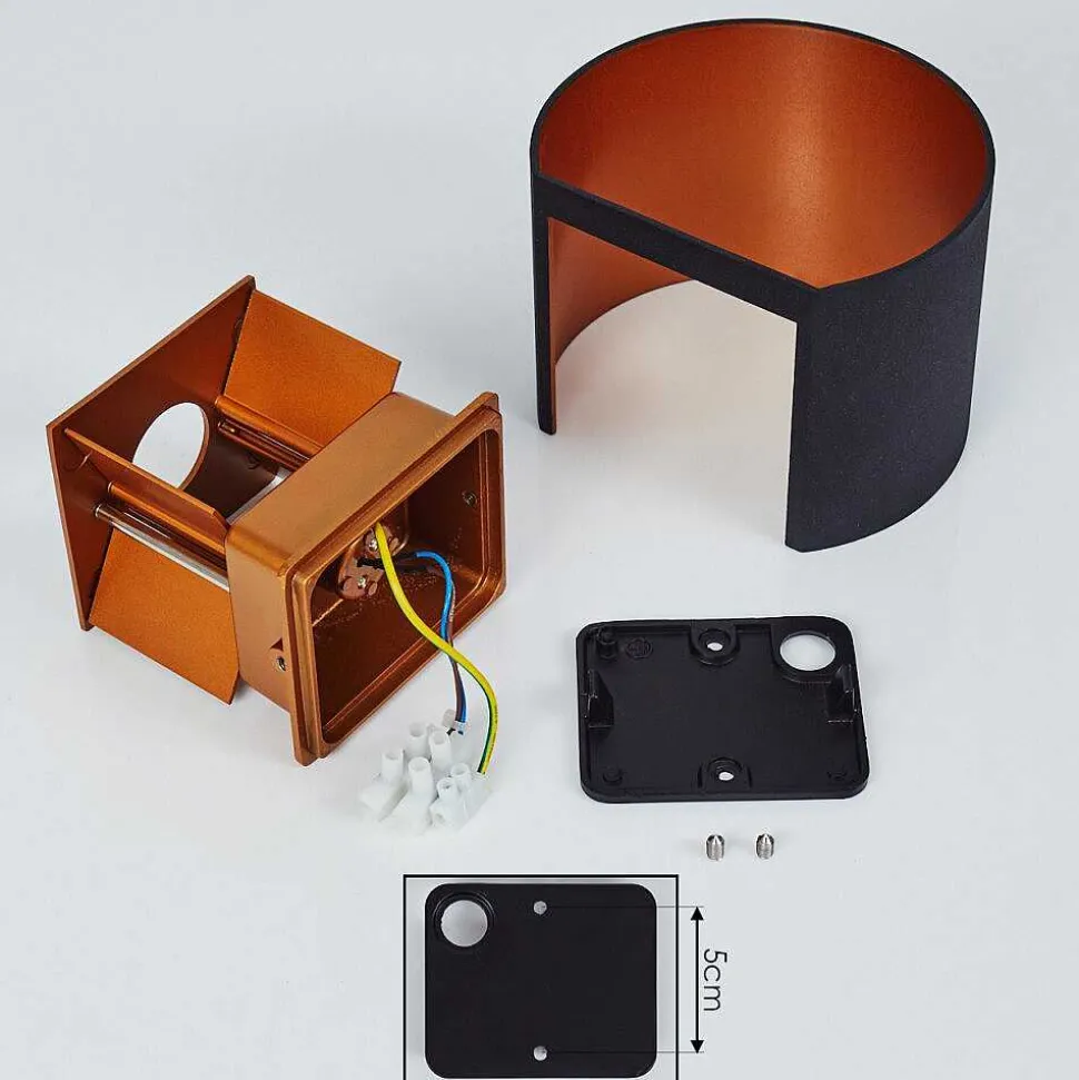 Applique Murale Badajoz Cuivre, Noir, 1 Lumiere