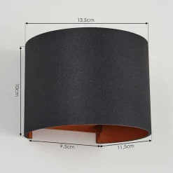 Applique Murale Badajoz Cuivre, Noir, 1 Lumiere