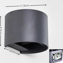 Applique Murale Badajoz Led Anthracite, 1 Lumiere