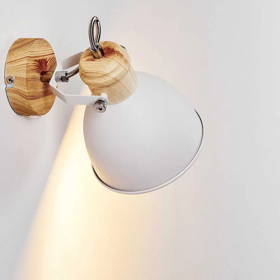 Applique Murale Banjul Bois Clair, Blanc, 1 Lumiere