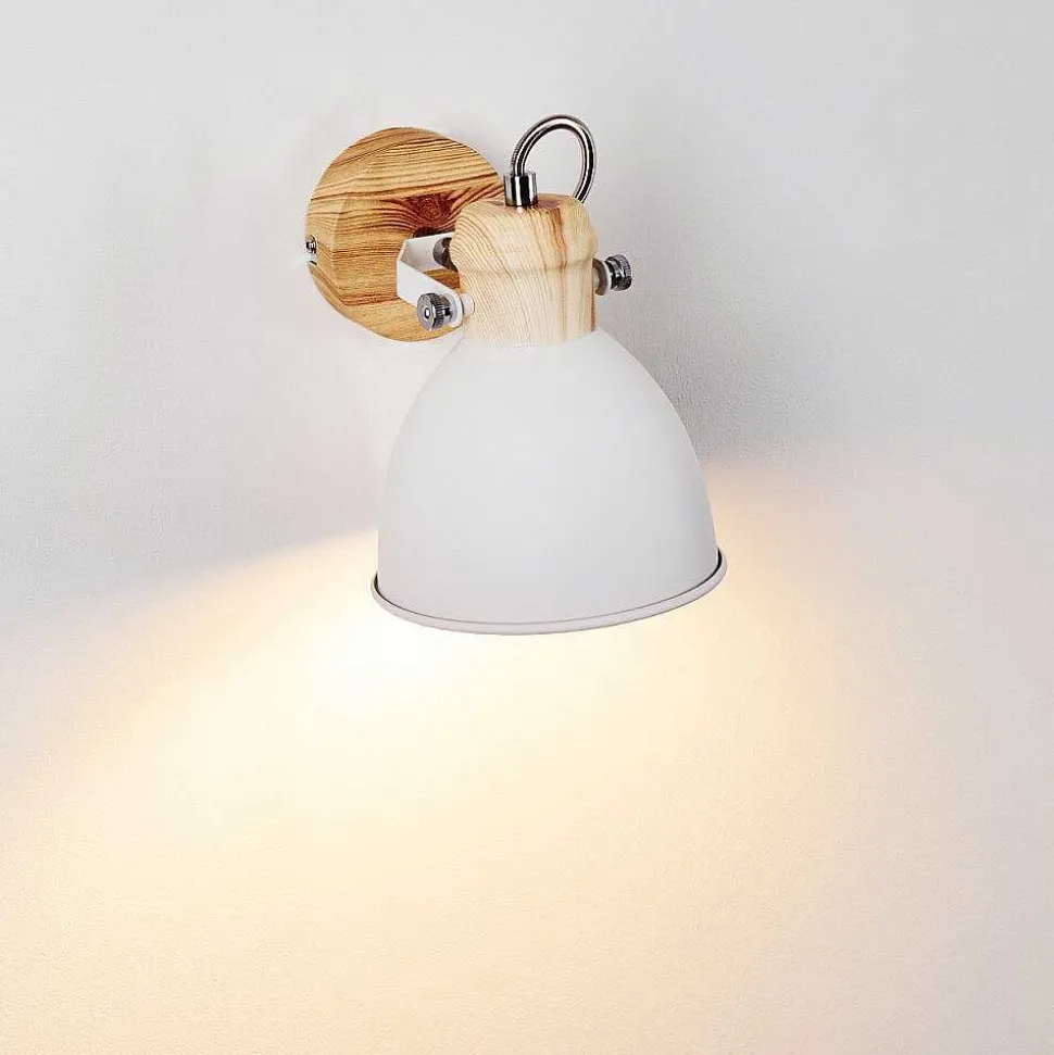 Applique Murale Banjul Bois Clair, Blanc, 1 Lumiere