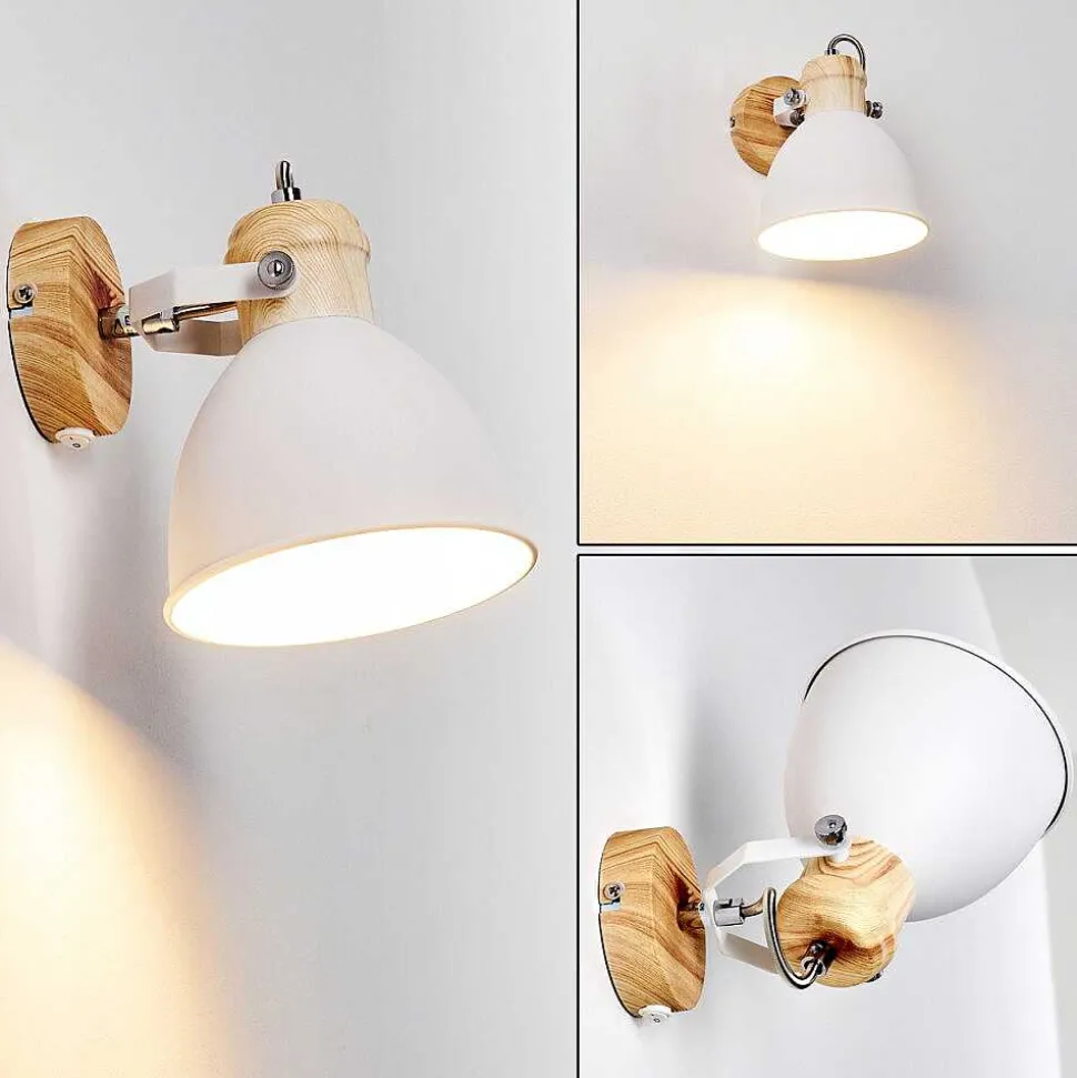 Applique Murale Banjul Bois Clair, Blanc, 1 Lumiere