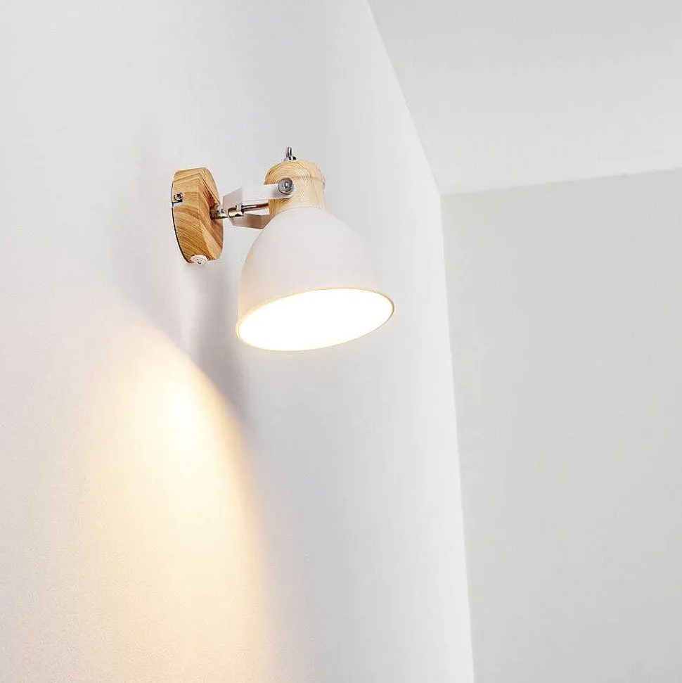 Applique Murale Banjul Bois Clair, Blanc, 1 Lumiere