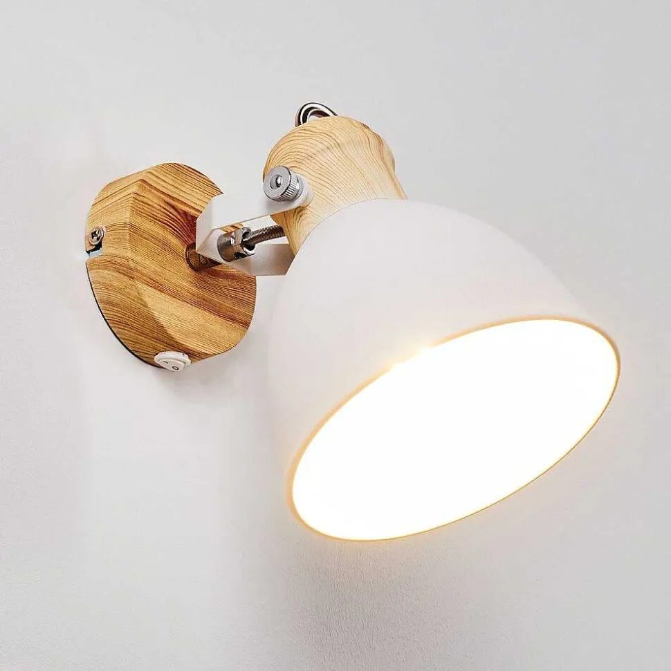 Applique Murale Banjul Bois Clair, Blanc, 1 Lumiere