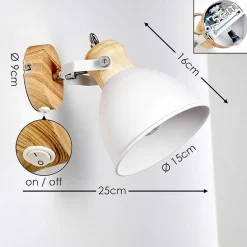 Applique Murale Banjul Bois Clair, Blanc, 1 Lumiere