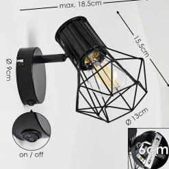 Applique Murale Bardhaman Noir, 1 Lumiere