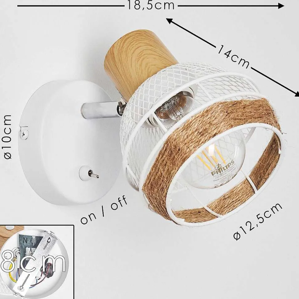 Applique Murale Bariloche Chrome, Blanc, 1 Lumiere