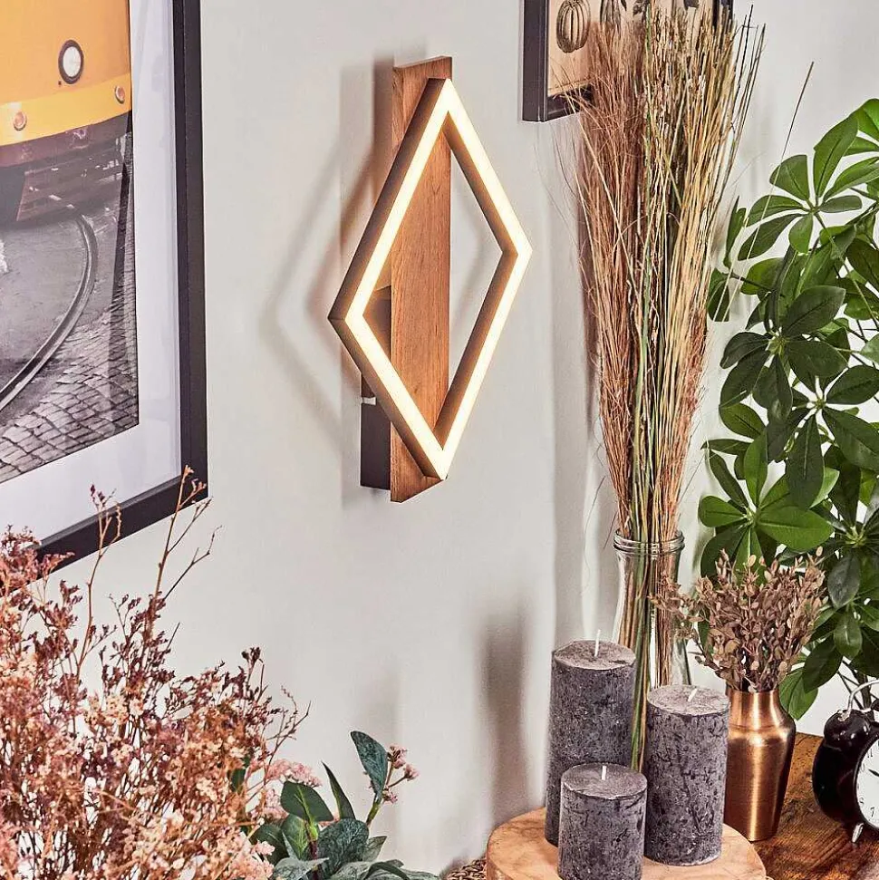 Applique Murale Cascade Led Brun, Couleur Bois, Noir, 1 Lumiere