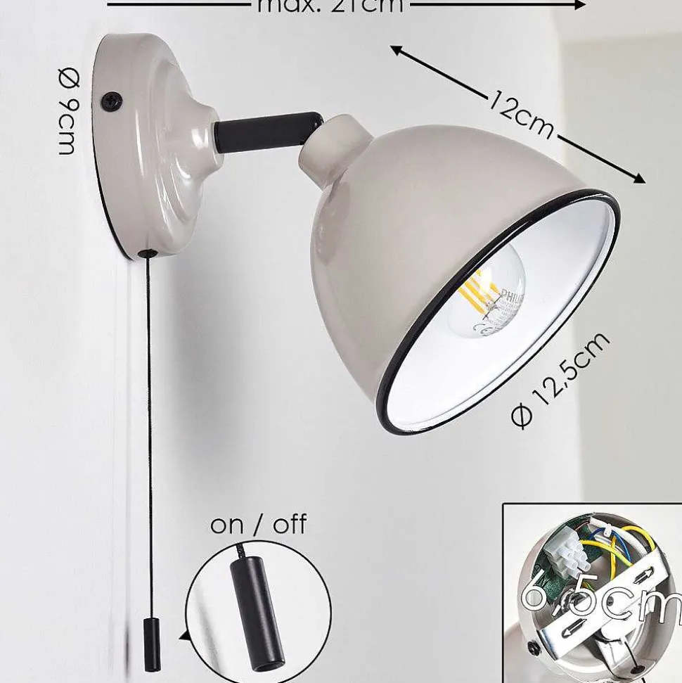 Applique Murale Catharine Gris, 1 Lumiere