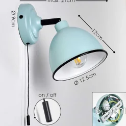 Applique Murale Catharine Bleu, Noir, 1 Lumiere