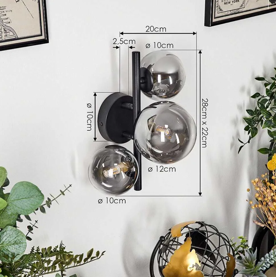 Applique Murale Chehalis Noir, 3 Lumieres