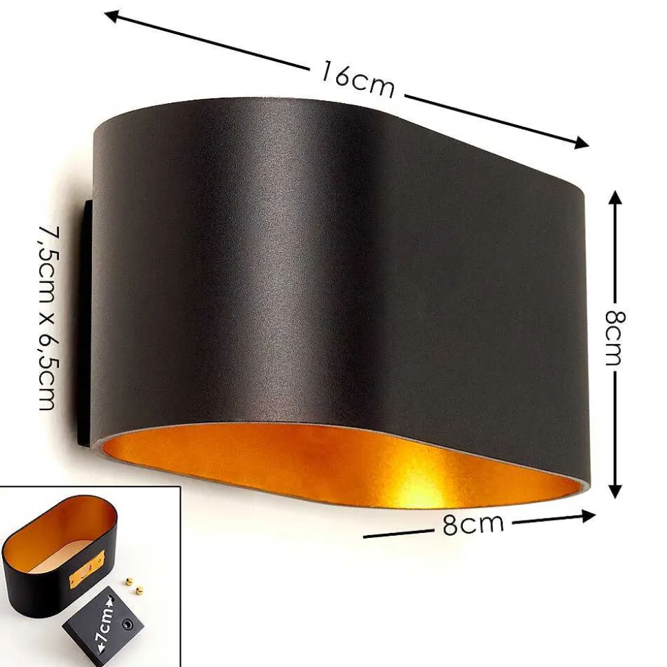 Applique Murale Dapp Or, Noir, 1 Lumiere