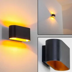 Applique Murale Dapp Or, Noir, 1 Lumiere