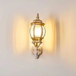 Applique Murale D'Exterieur Lentua Or, Blanc, 1 Lumiere