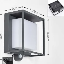 Applique Murale D'Exterieur Lansing Led Anthracite, 1 Lumiere, Detecteur De Mouvement