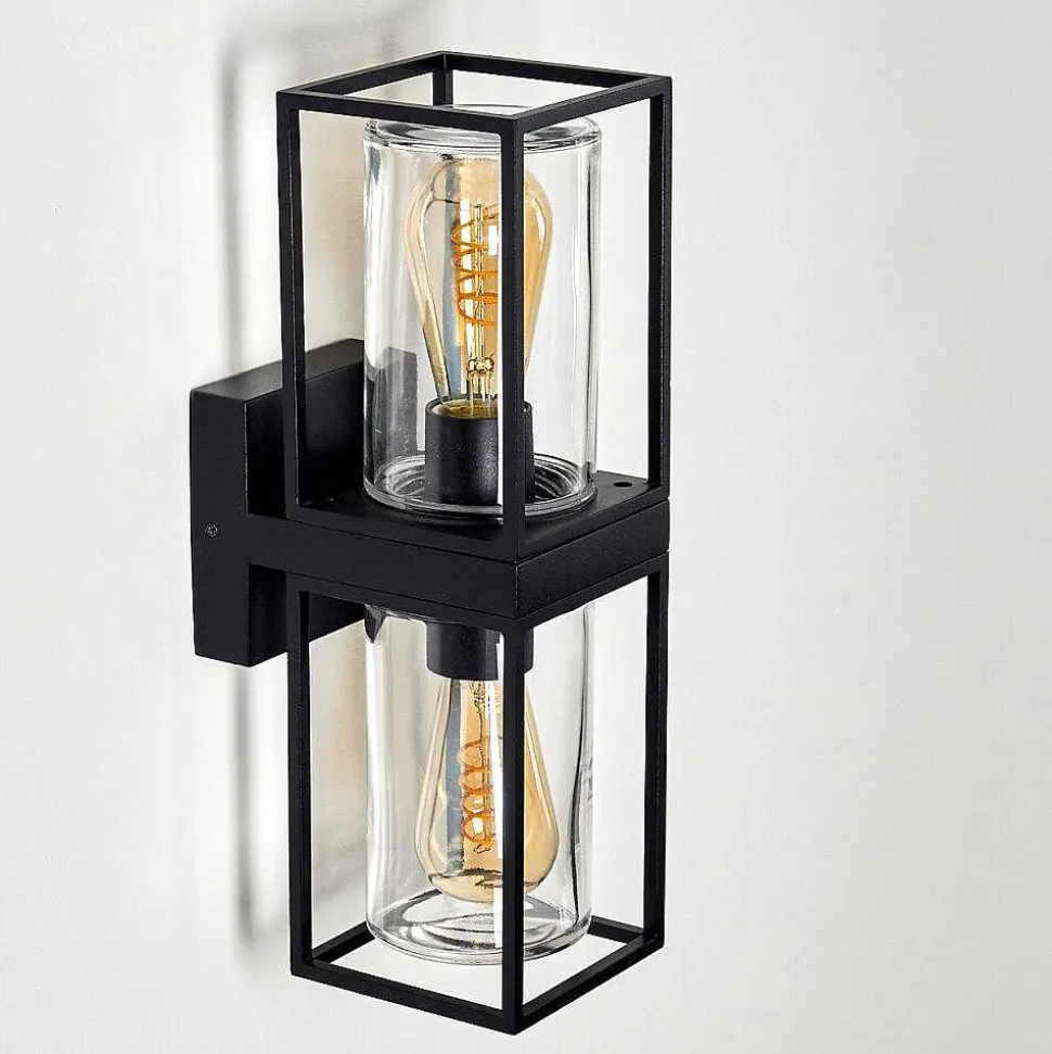 Applique Murale D'Exterieur Palanga Noir, 2 Lumieres