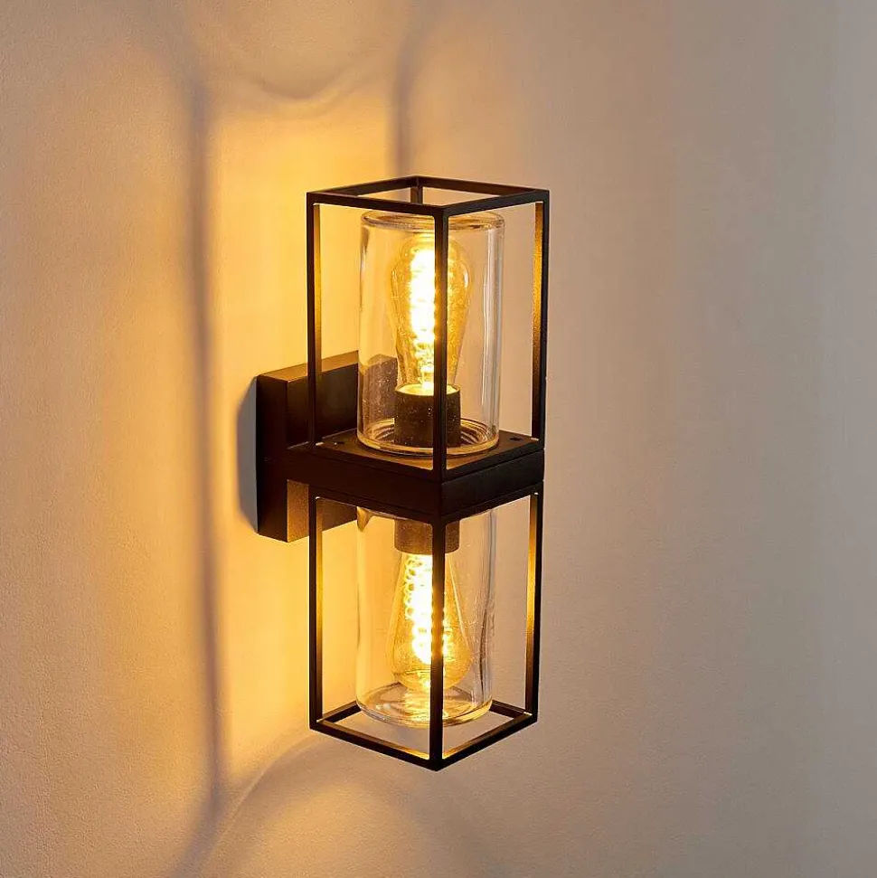 Applique Murale D'Exterieur Palanga Noir, 2 Lumieres