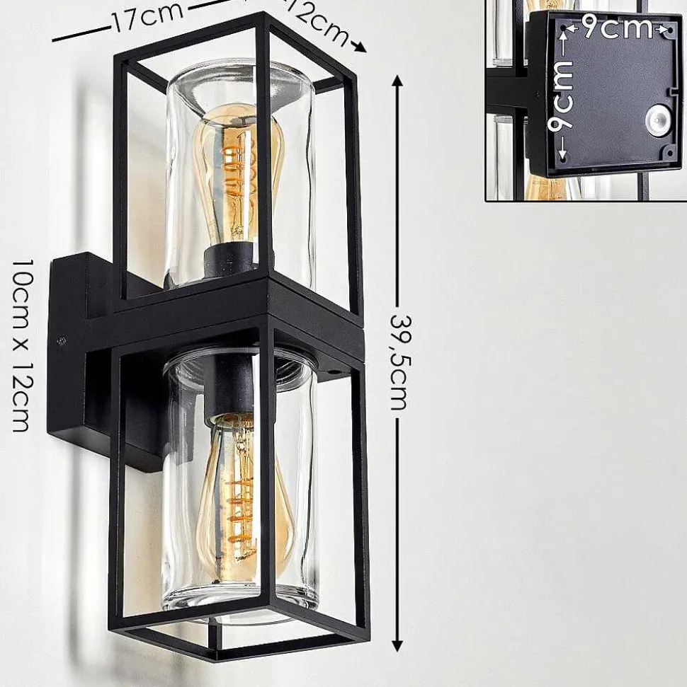 Applique Murale D'Exterieur Palanga Noir, 2 Lumieres