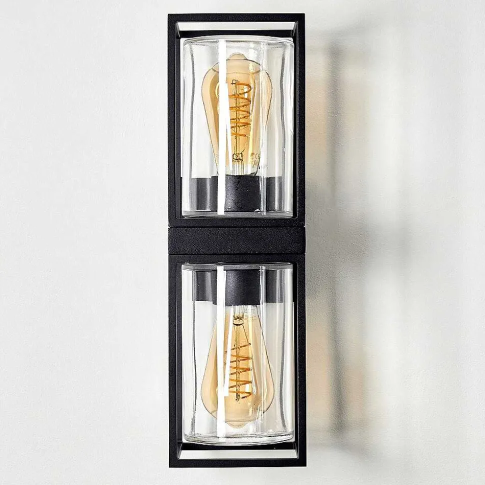 Applique Murale D'Exterieur Palanga Noir, 2 Lumieres