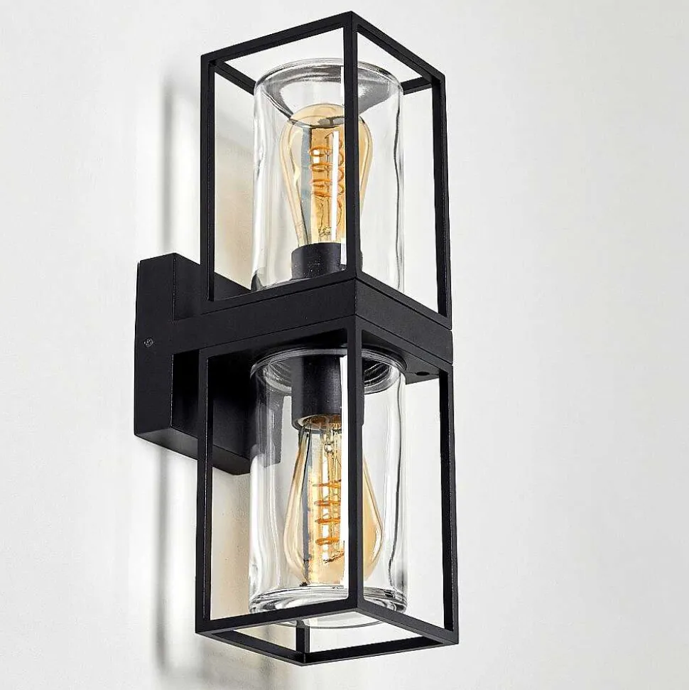 Applique Murale D'Exterieur Palanga Noir, 2 Lumieres