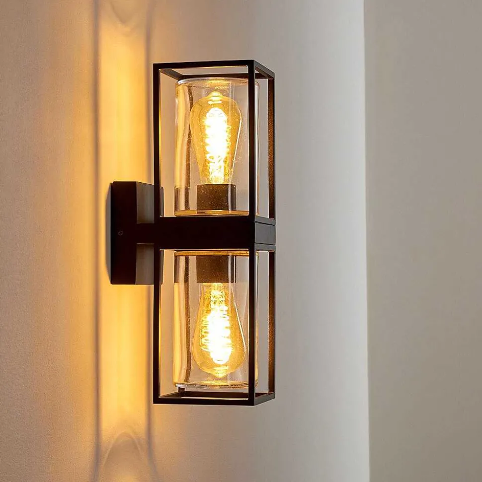 Applique Murale D'Exterieur Palanga Noir, 2 Lumieres