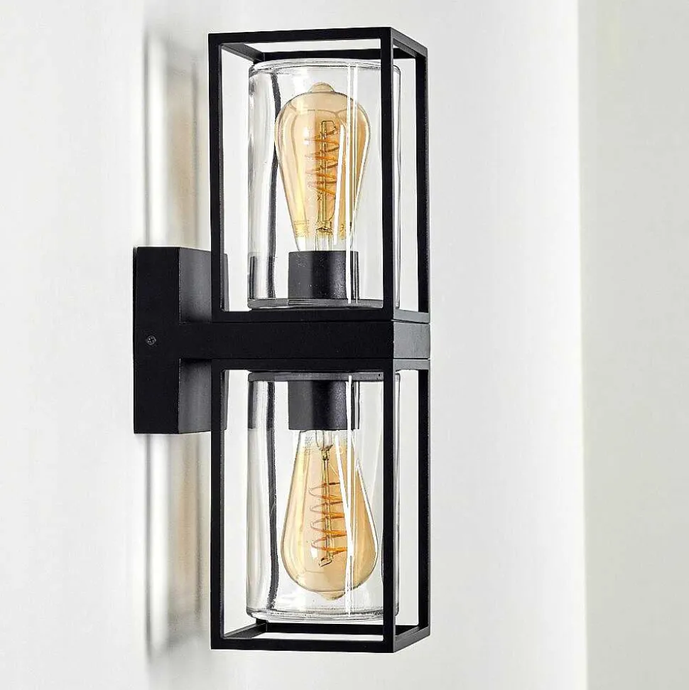 Applique Murale D'Exterieur Palanga Noir, 2 Lumieres