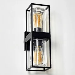 Applique Murale D'Exterieur Palanga Noir, 2 Lumieres