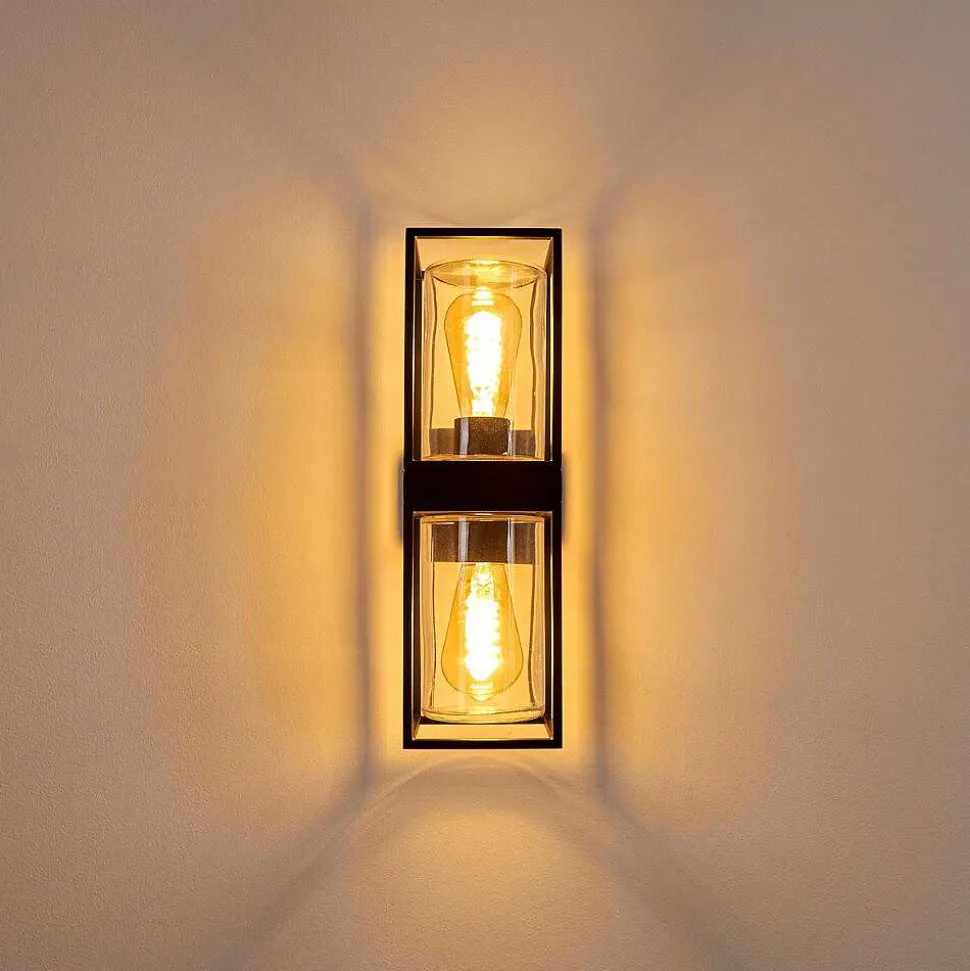 Applique Murale D'Exterieur Palanga Noir, 2 Lumieres