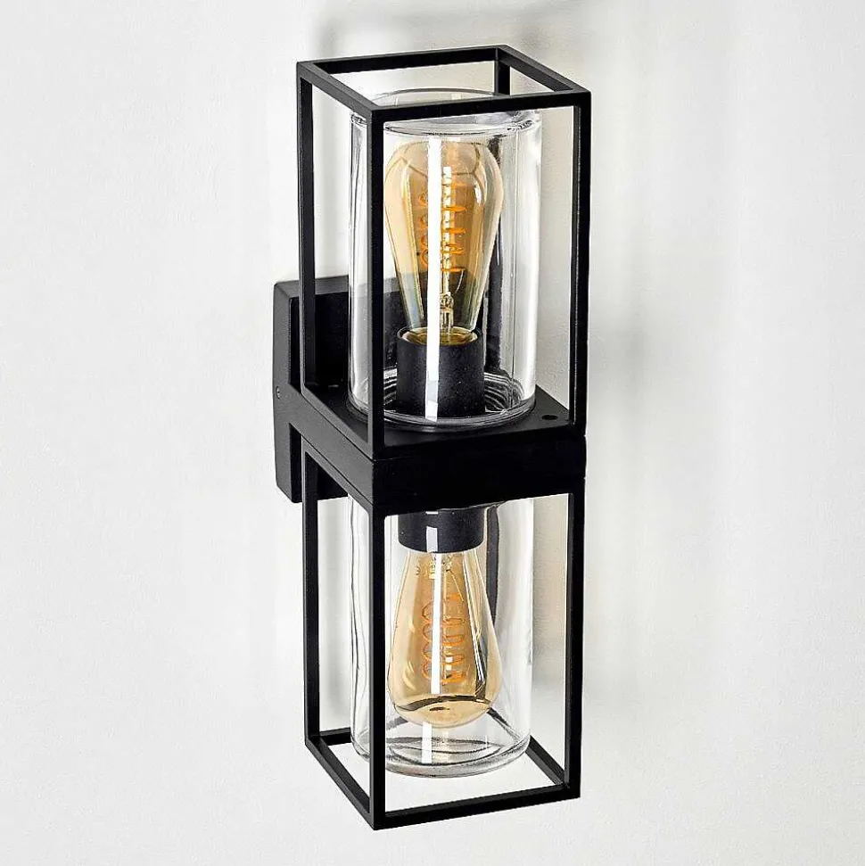 Applique Murale D'Exterieur Palanga Noir, 2 Lumieres