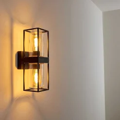 Applique Murale D'Exterieur Palanga Noir, 2 Lumieres