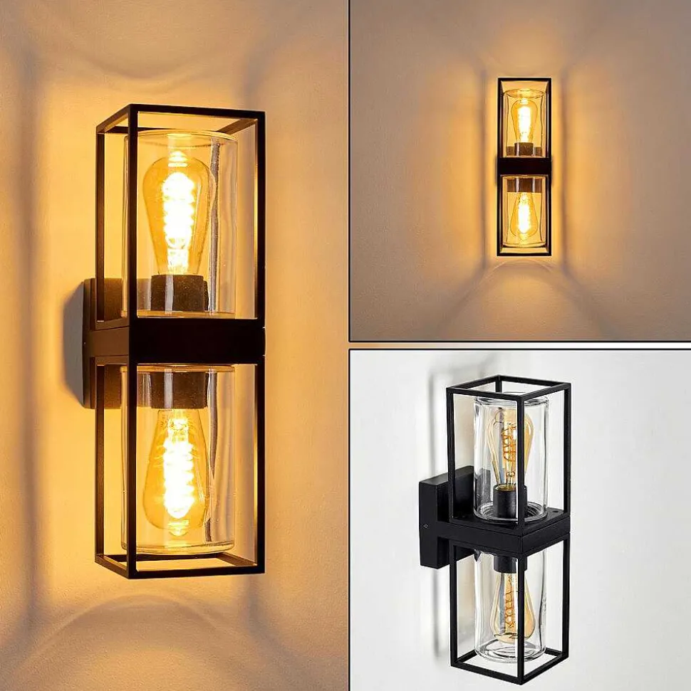 Applique Murale D'Exterieur Palanga Noir, 2 Lumieres