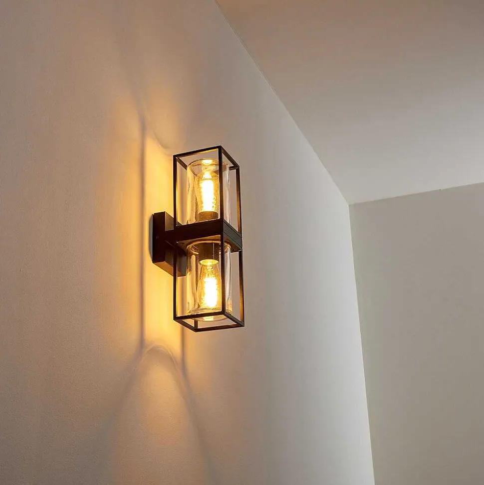 Applique Murale D'Exterieur Palanga Noir, 2 Lumieres